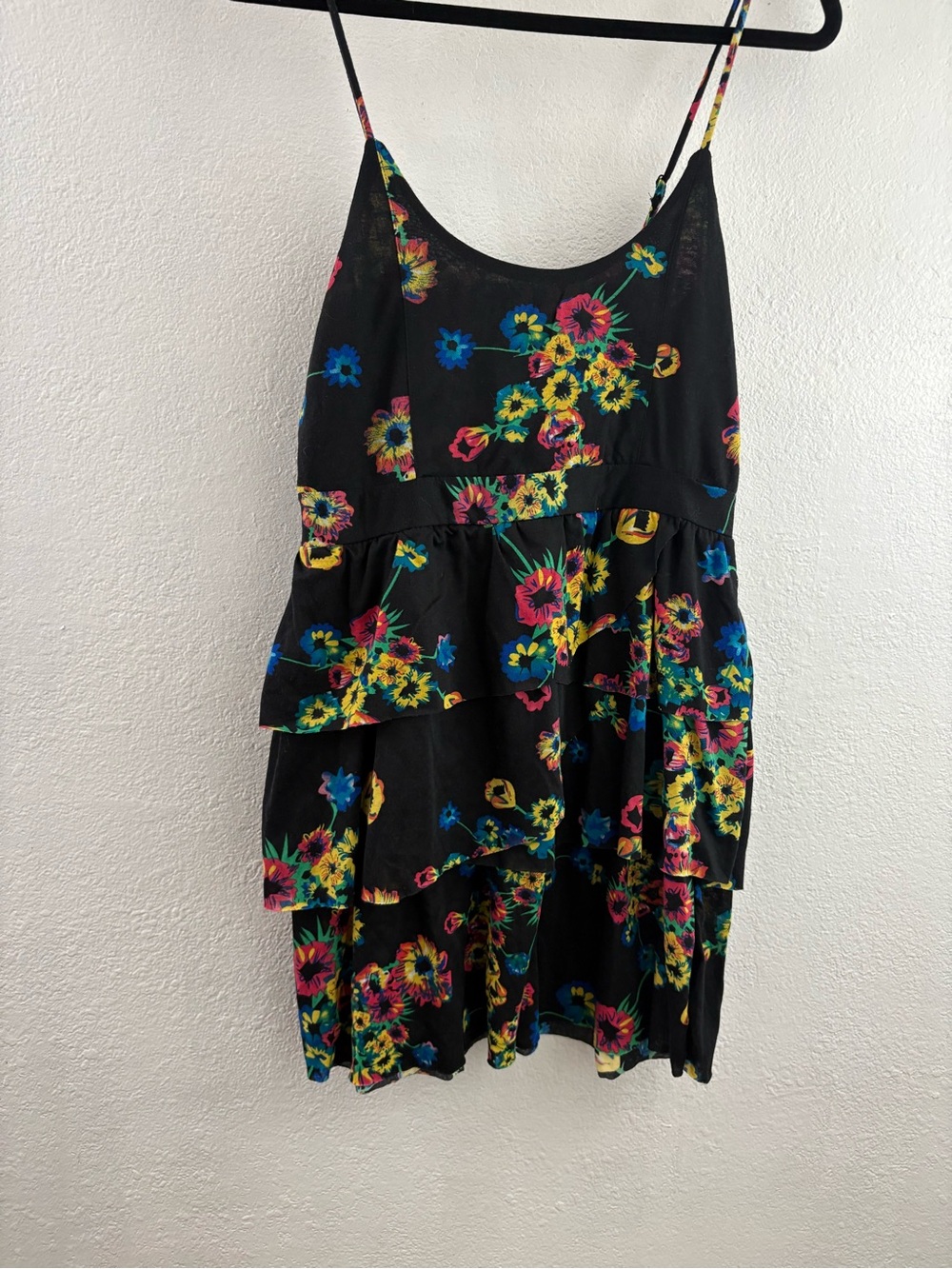 SWS floral print Spaghetti Strap tiered dress size L